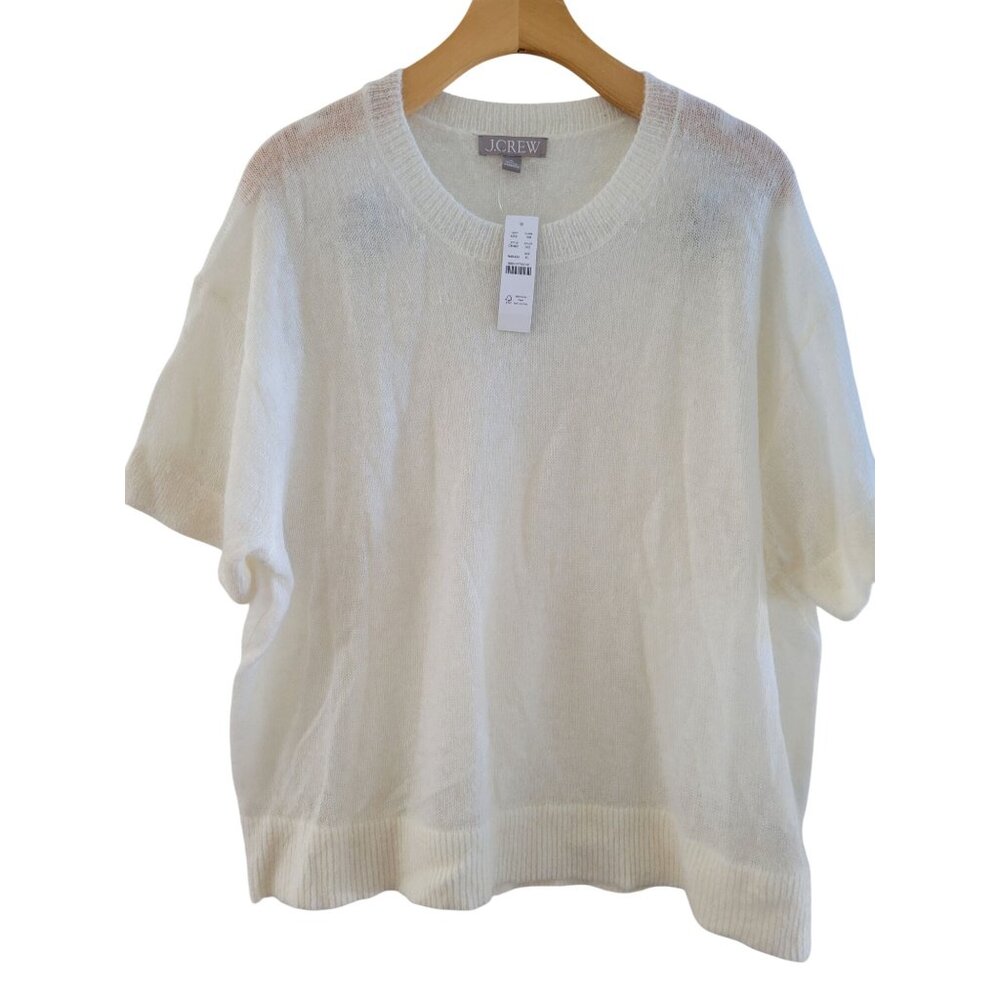 J. Crew Womens New White Alpaca blend Knit sweater size XL Neutral Minimalist